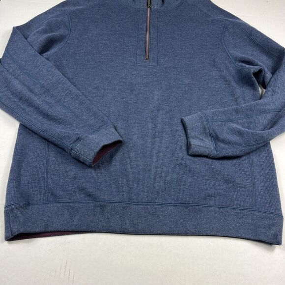 Tommy Bahama Mens Flipshore Half Zip Sweatshirt Blue Burgundy Reversible XL/XXL - Picture 2 of 11